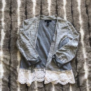 - INC International Concepts gray cotton blend lightweight lace trimmed ca…